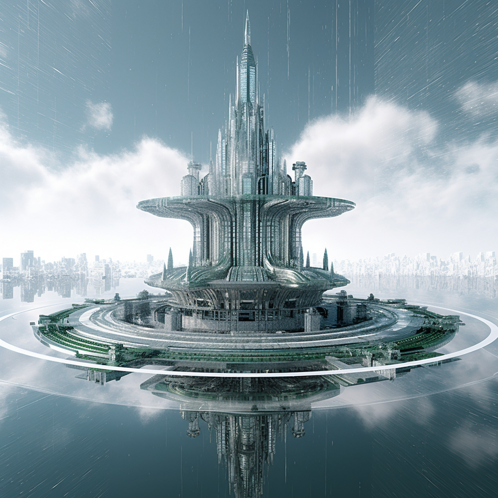 Cyber-crystalline hybrid structure building on an artificial island